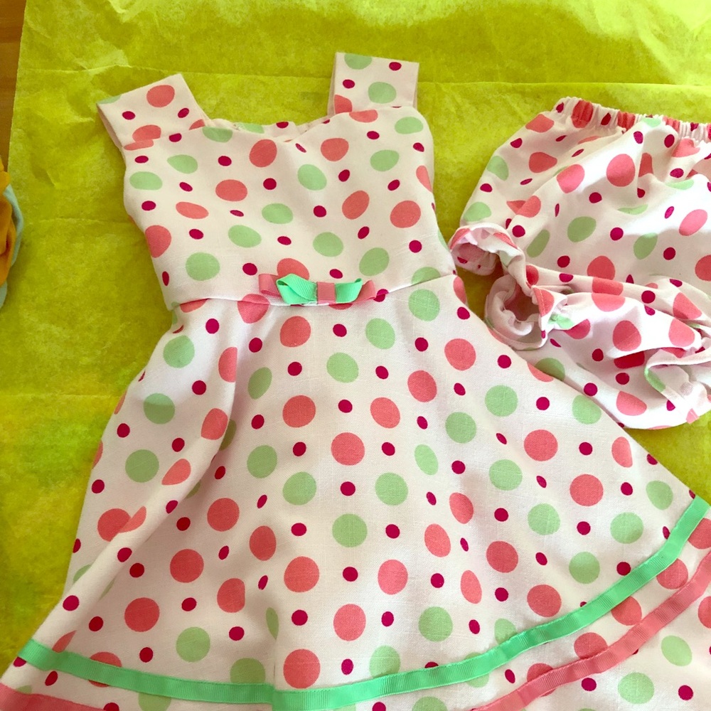 Adorable pink polka dot toddler dress